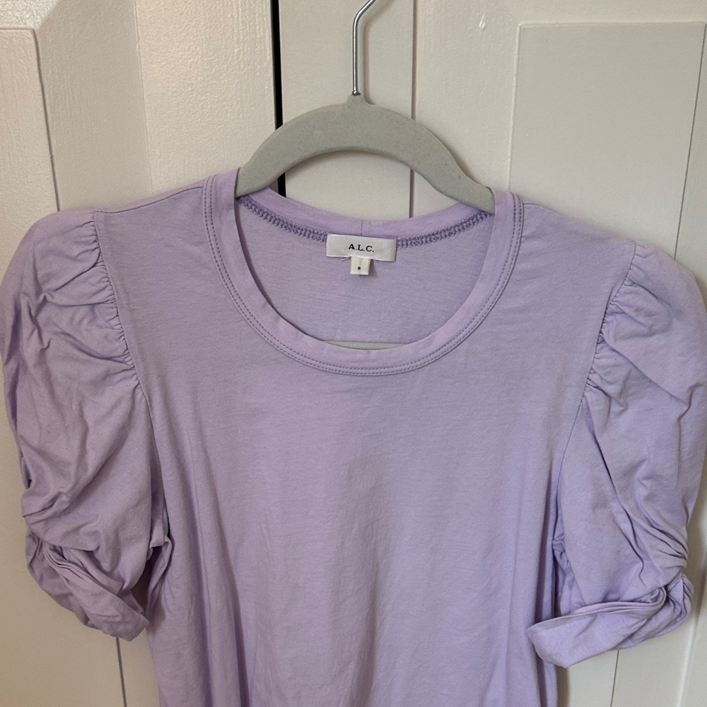 A.L.C. Lavender Puff-Sleeve Short Sleeve Tee - Picture 2 of 2